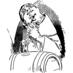 प्रार्थना के दौरान वेक्टर छवि मुस्कुरा गंजे कार्टून आदमी